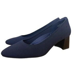 VIVAIA Tamia Navy Blue Almond-Toe Block Heel‎ Pumps Size 41 Womens Eco-Friendly